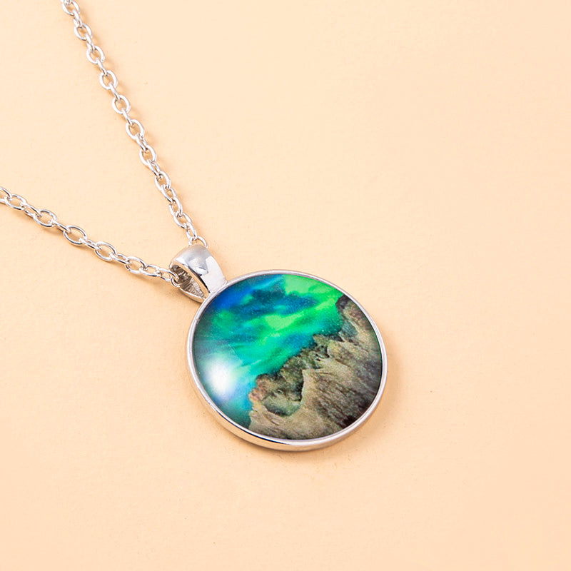 Classic Universe Starry Mountains Necklace Art Picture Cabochon Glass Pendant Necklaces For Women Men Aesthetic Jewelry