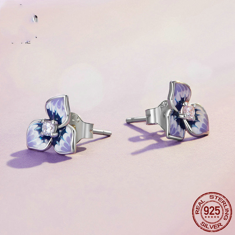 Purple Gradient Flower Earrings For Women