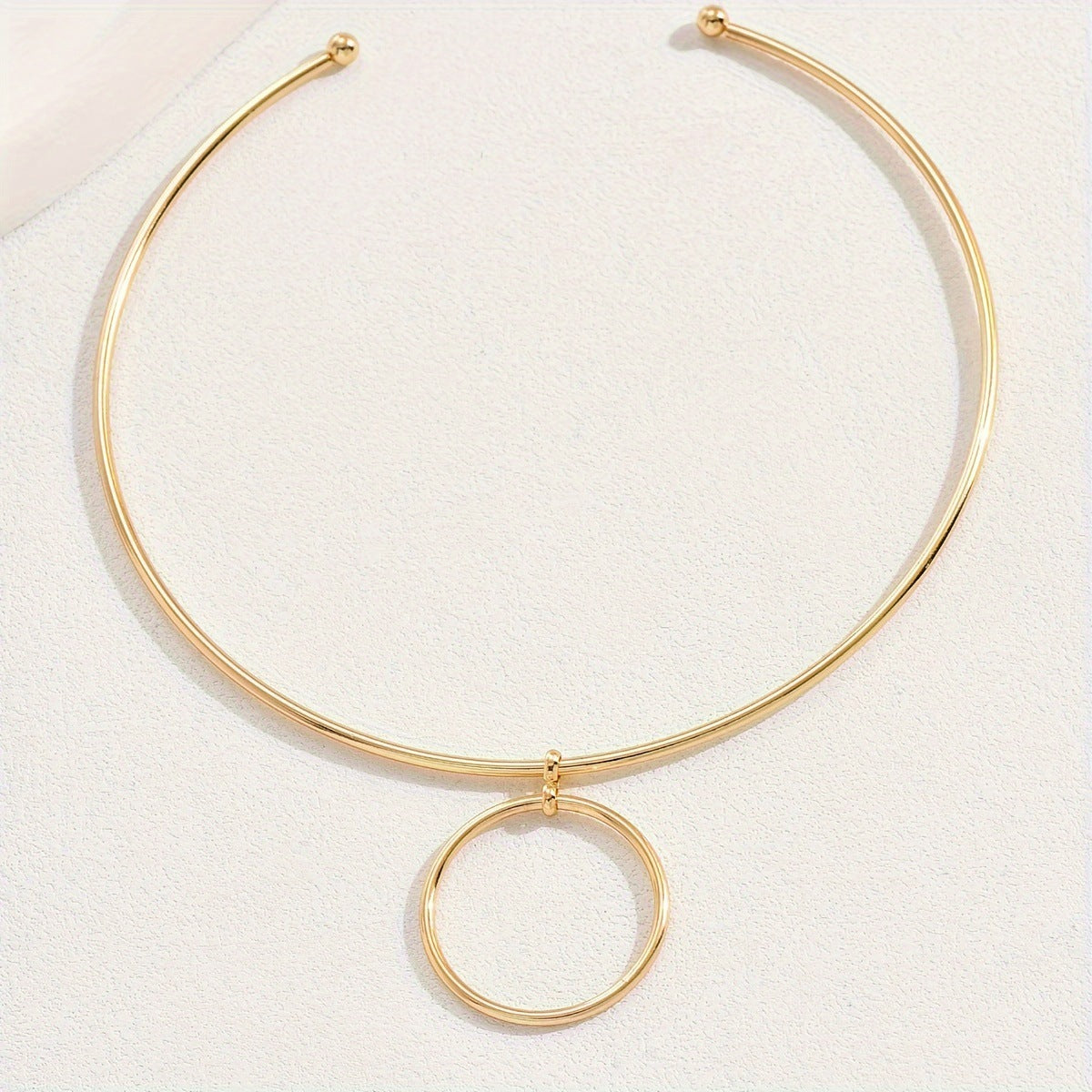 Women Collar Choker Necklace Big Circle Geometric Metal Pendants Torques Statement Necklaces