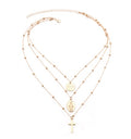 Layer Beads Chain Long Choker Necklace Women Sexy Fashion Gold Silver Color Round Cross Necklaces & Pendants Bijoux
