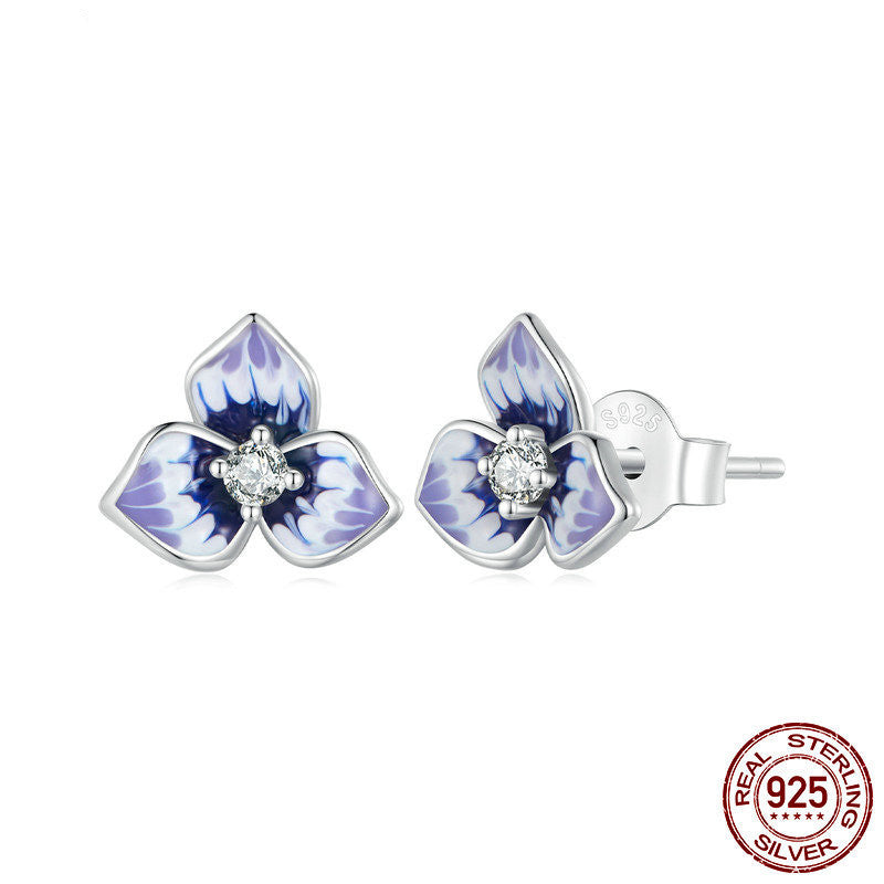 Purple Gradient Flower Earrings For Women