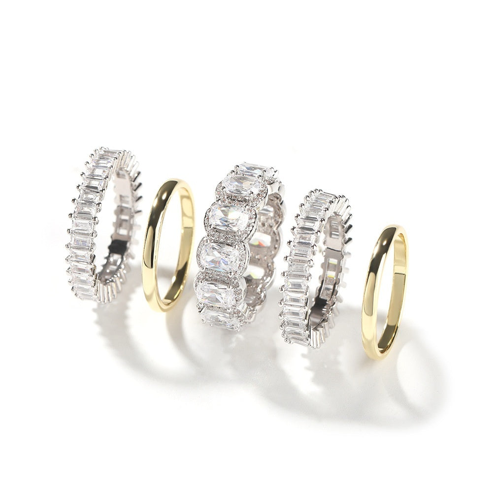 Mens Ring Set Diamond Encrusted  5 Piece Ring Set