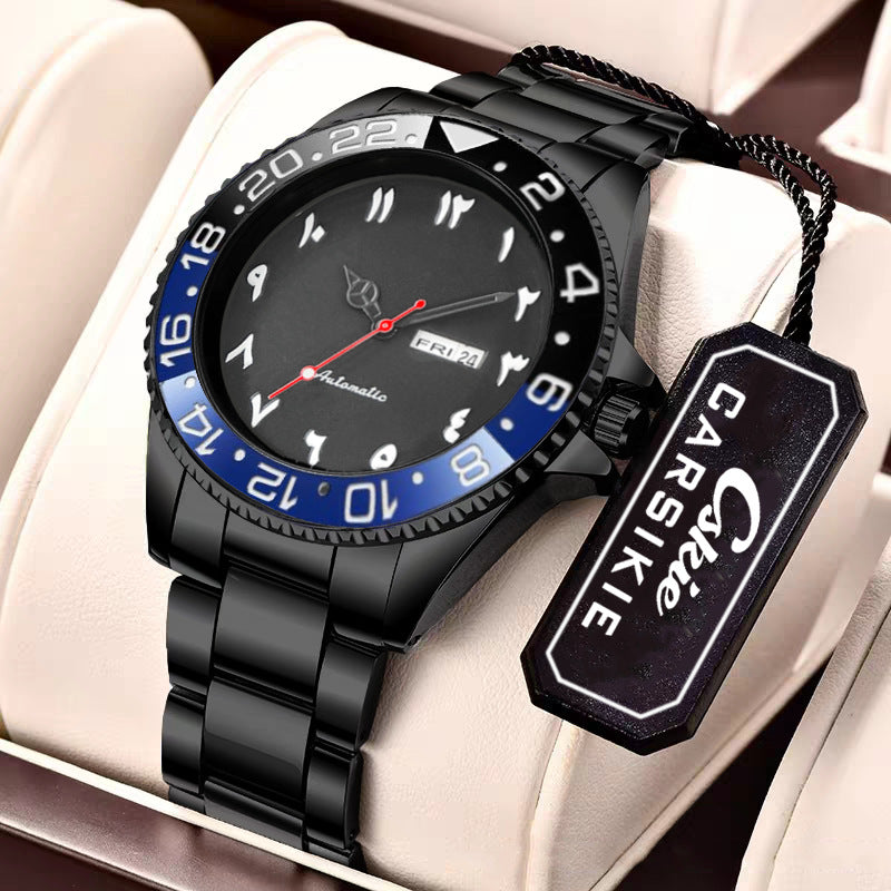 Luminous Mens Sports Mechanical Watch With Date Display And Water Resistance