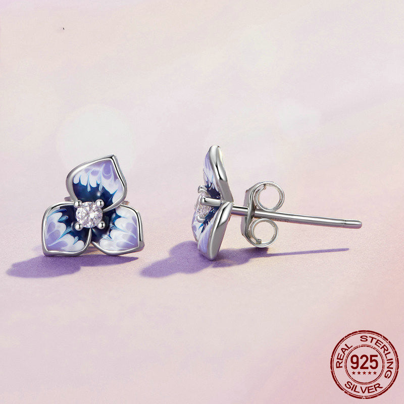 Purple Gradient Flower Earrings For Women