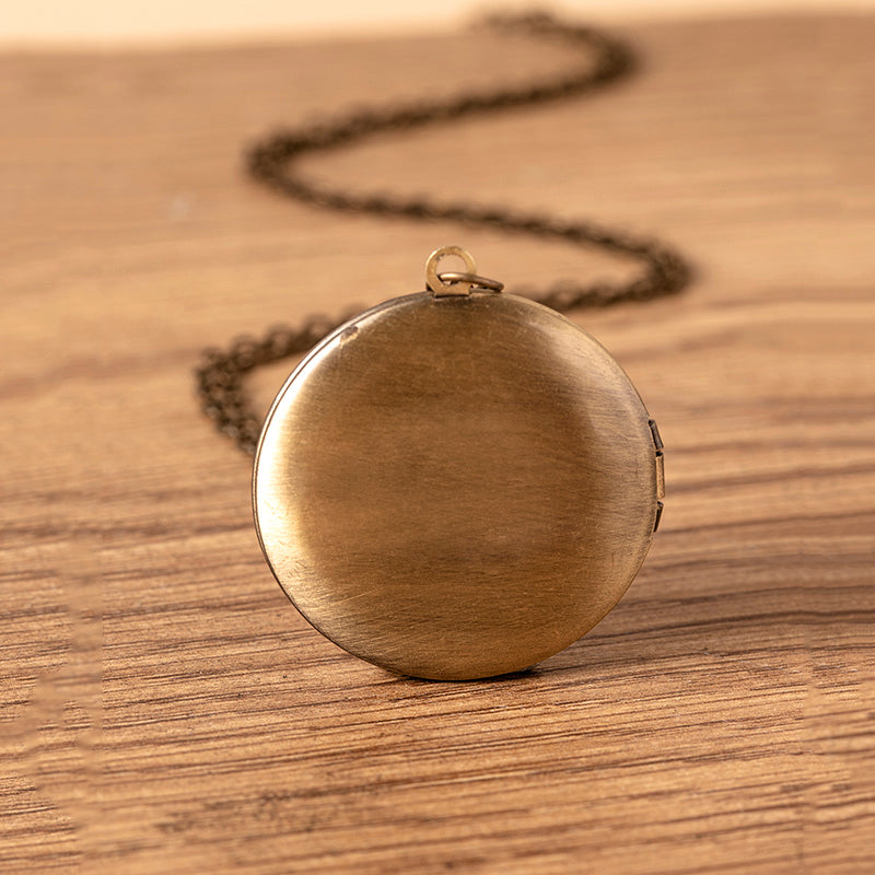 Vintage Bronze Photo Frame Locket Pendant Necklace Earth Panet Globe Glass Necklaces For Women Men
