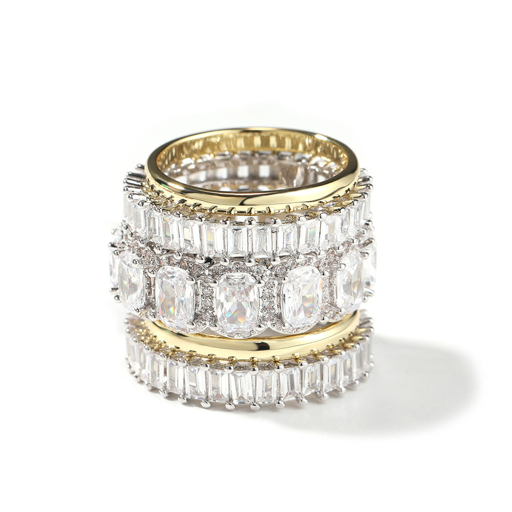 Mens Ring Set Diamond Encrusted  5 Piece Ring Set