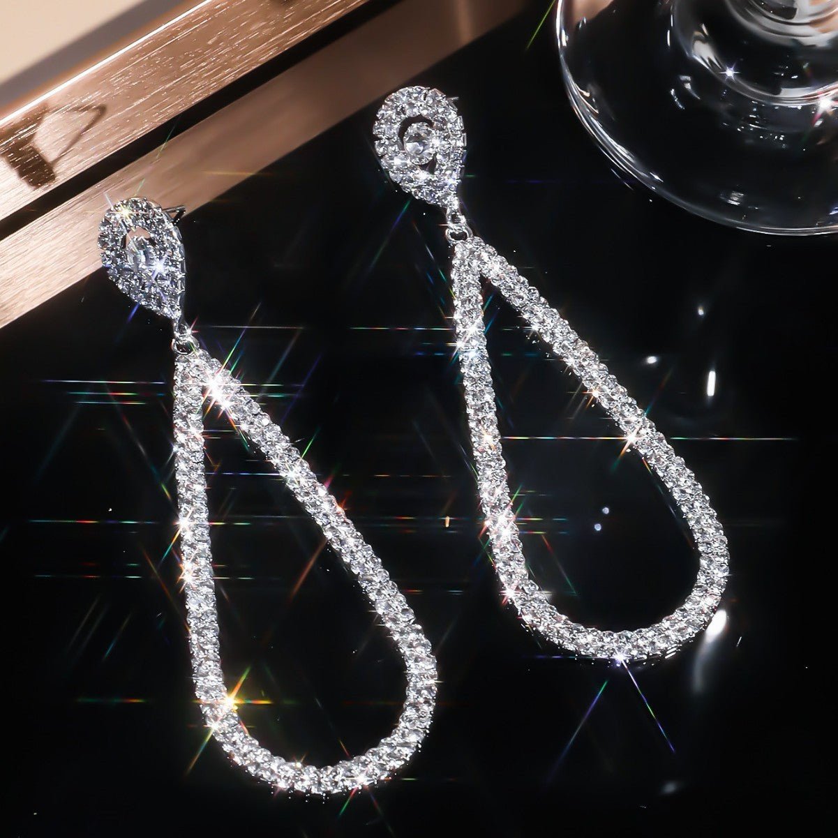Exaggerated Rhinestone Geometric Earrings For Women
