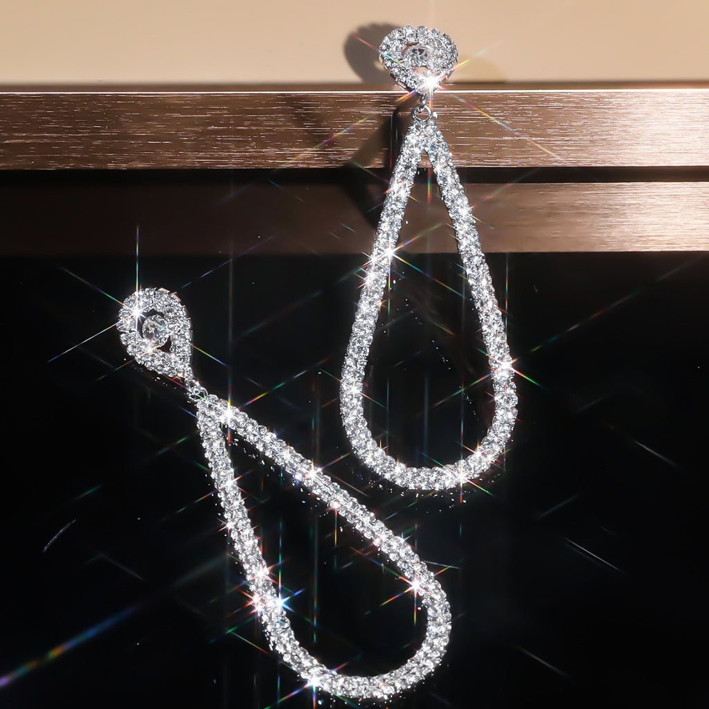 Exaggerated Rhinestone Geometric Earrings For Women