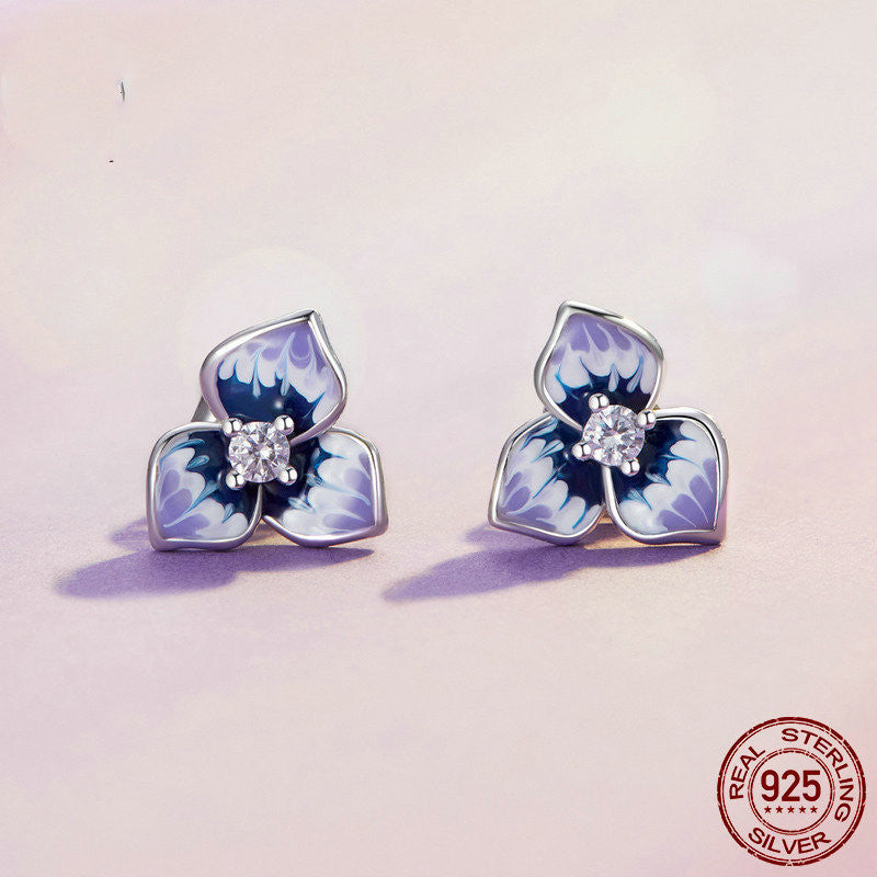 Purple Gradient Flower Earrings For Women